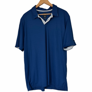 Oakley Deep Blue Short Sleeve Collar Classic Minimalist Polo Golf Shirt Men XL